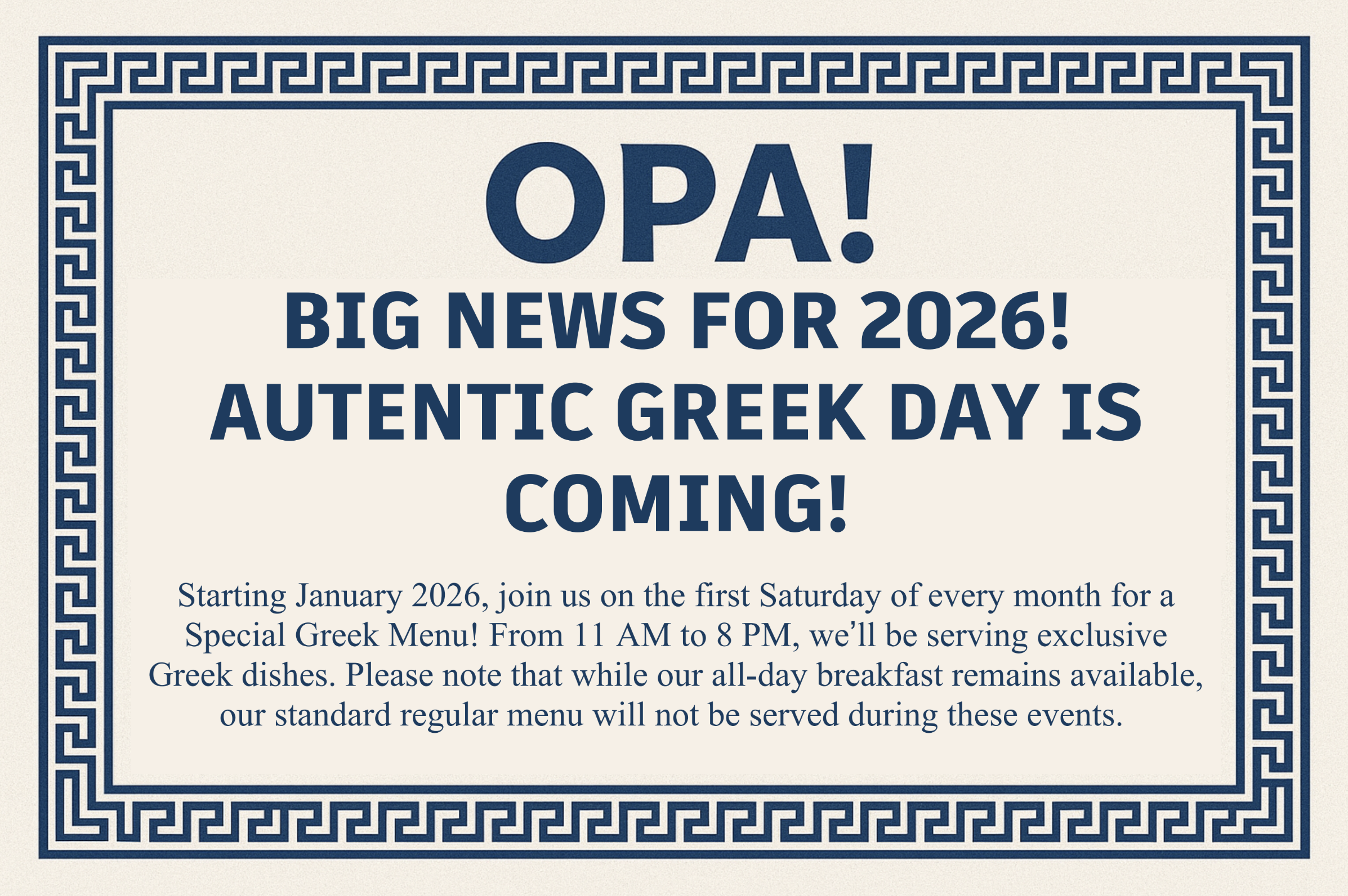 New Greek Menu